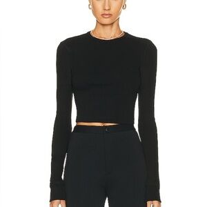 WARDROBE.NYC Hailey Bieber Black Long Sleeve Crop Top